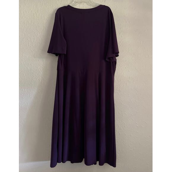 Gilli Purple Faux Wrap Dress Womens Size 2X Midi Stretchy Work Church Feminine - Picture 7 of 11